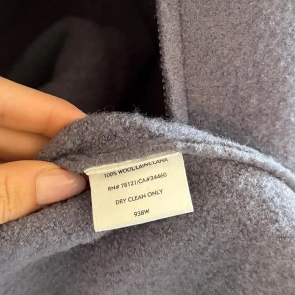 Vintage 90s Eileen Fisher 100% Wool Long Lavender trench Coat Size M Hong Kong